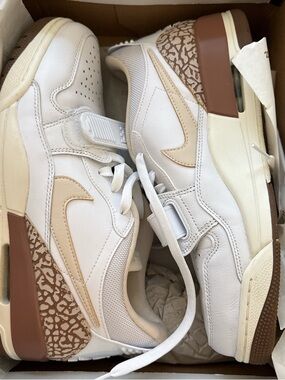 Air Jordan Legacy White and Beige Women's Athletic Sneakers Velcro